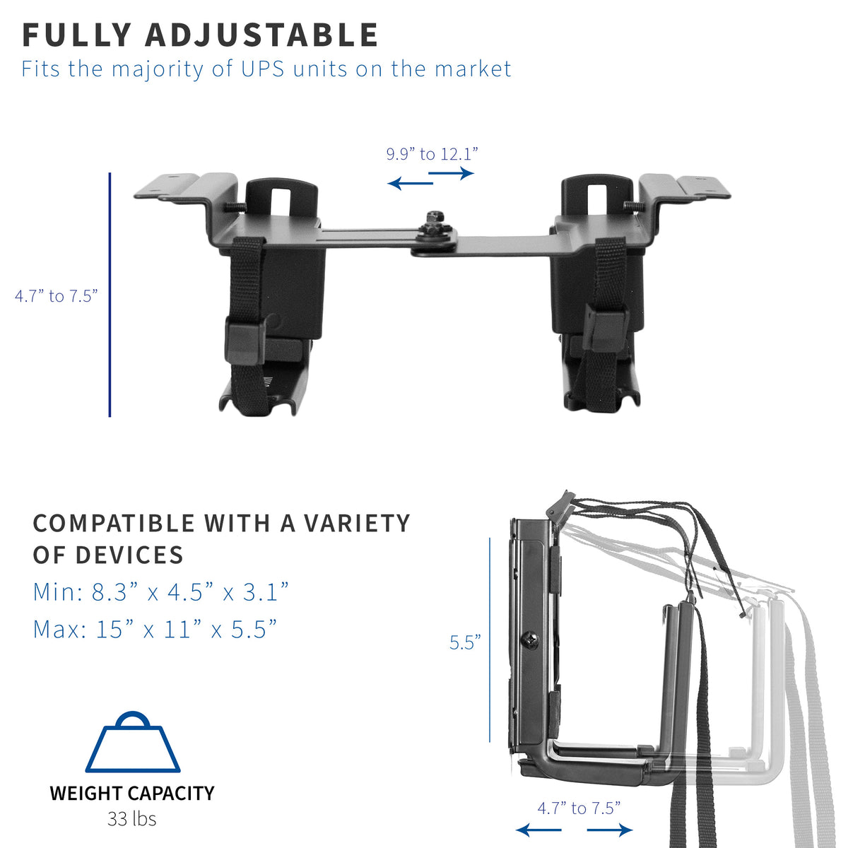 Universal Under Desk and Wall UPS Mount – VIVO - desk solutions, screen ...