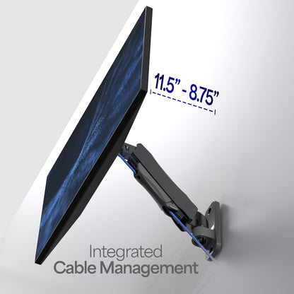 Gas Spring Full Articulating Arm Monitor Wall Mount with Integrated Cable Management