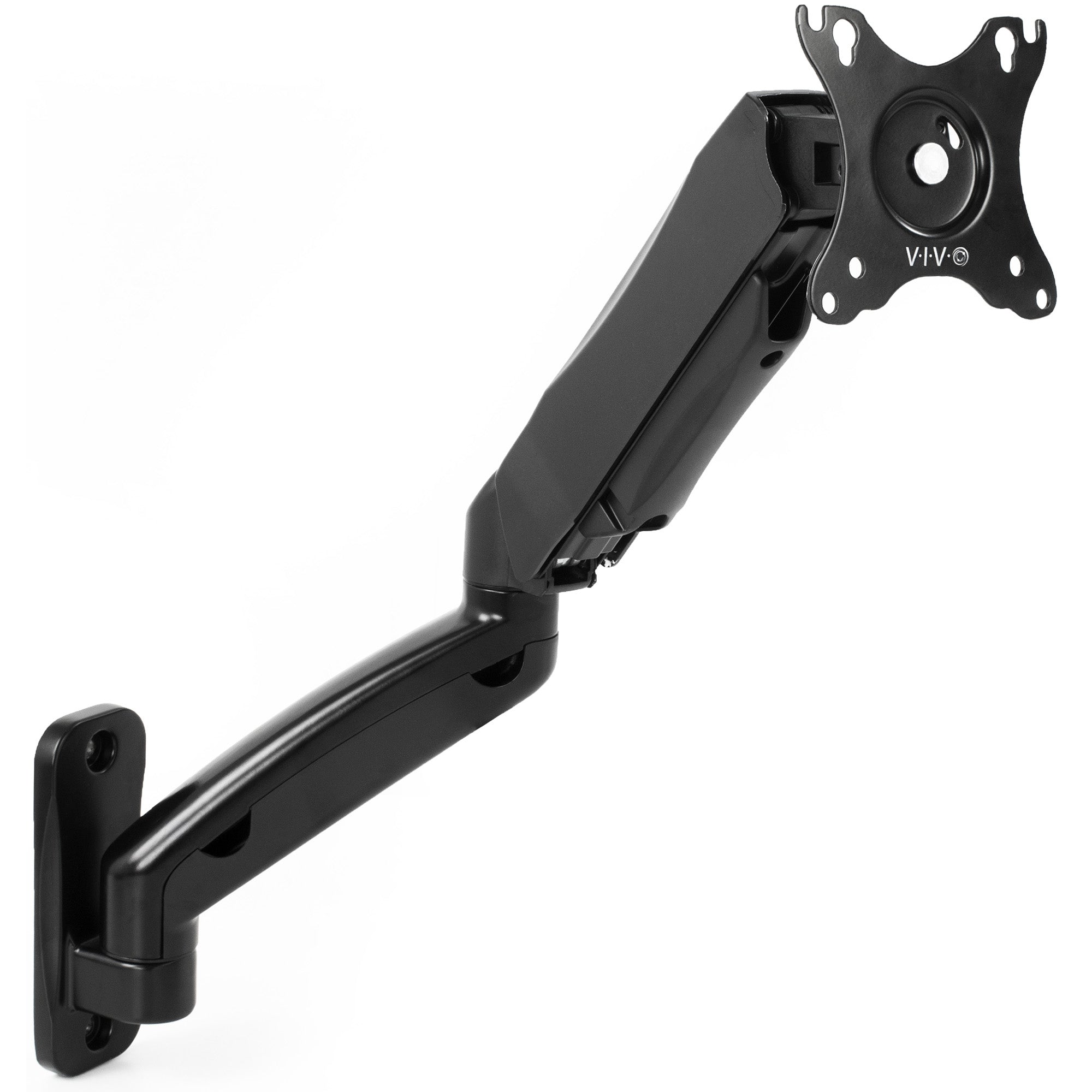 Sturdy adjustable pneumatic arm single monitor ergonomic wall mount for office workstation.