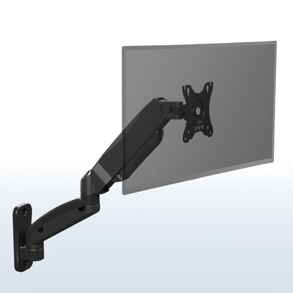 Sturdy adjustable pneumatic arm single monitor ergonomic wall mount for office workstation.