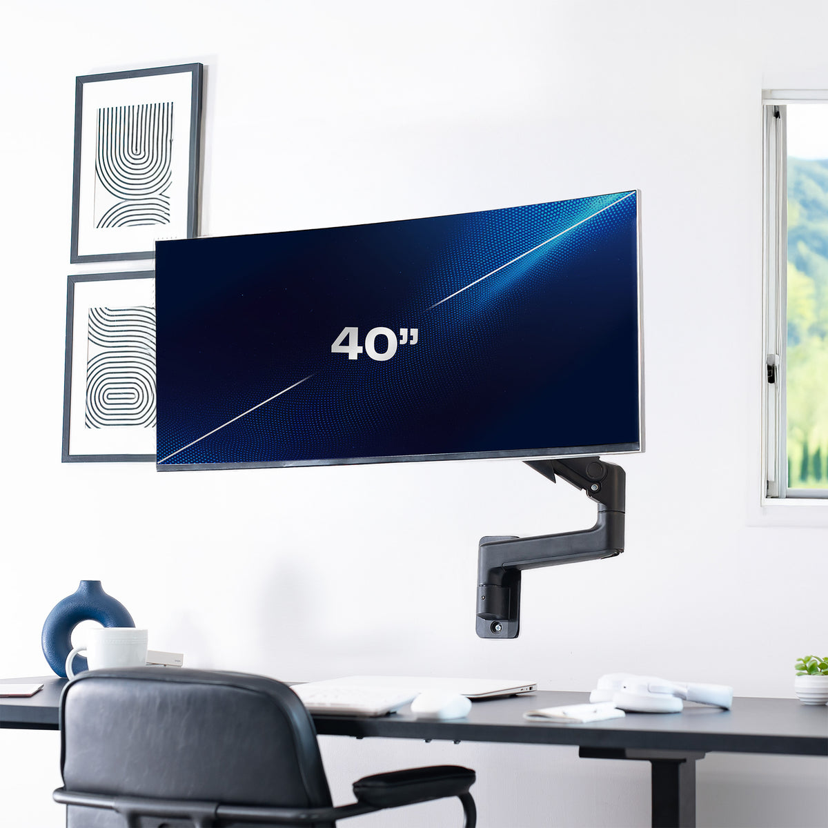 Mechanical Arm Single Ultrawide Monitor Wall Mount - Up to 40" Screens ...