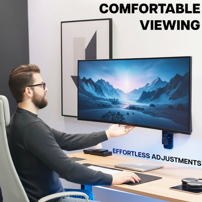 Pneumatic Arm Single Ultrawide Monitor Wall Mount - Up to 49" Screens