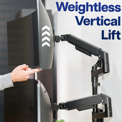 Pneumatic Arm Dual Ultrawide Monitor Wall Mount - Up to 49" Screens