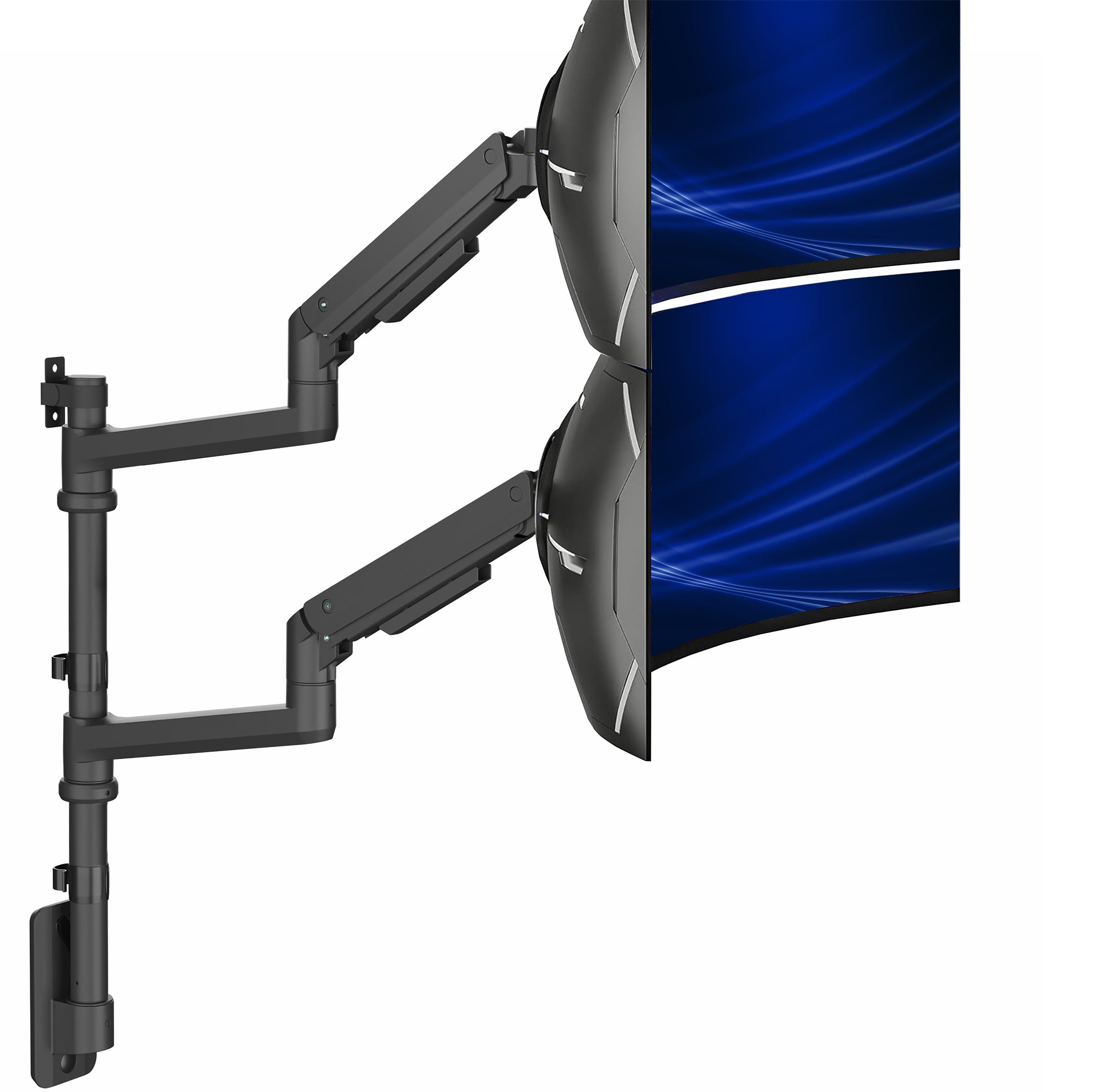 Pneumatic Arm Dual Ultrawide Monitor Wall Mount