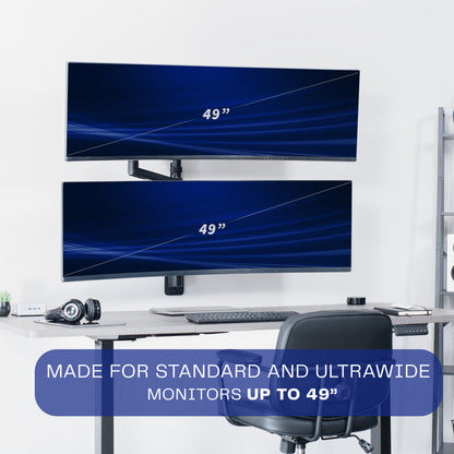 Pneumatic Arm Dual Ultrawide Monitor Wall Mount