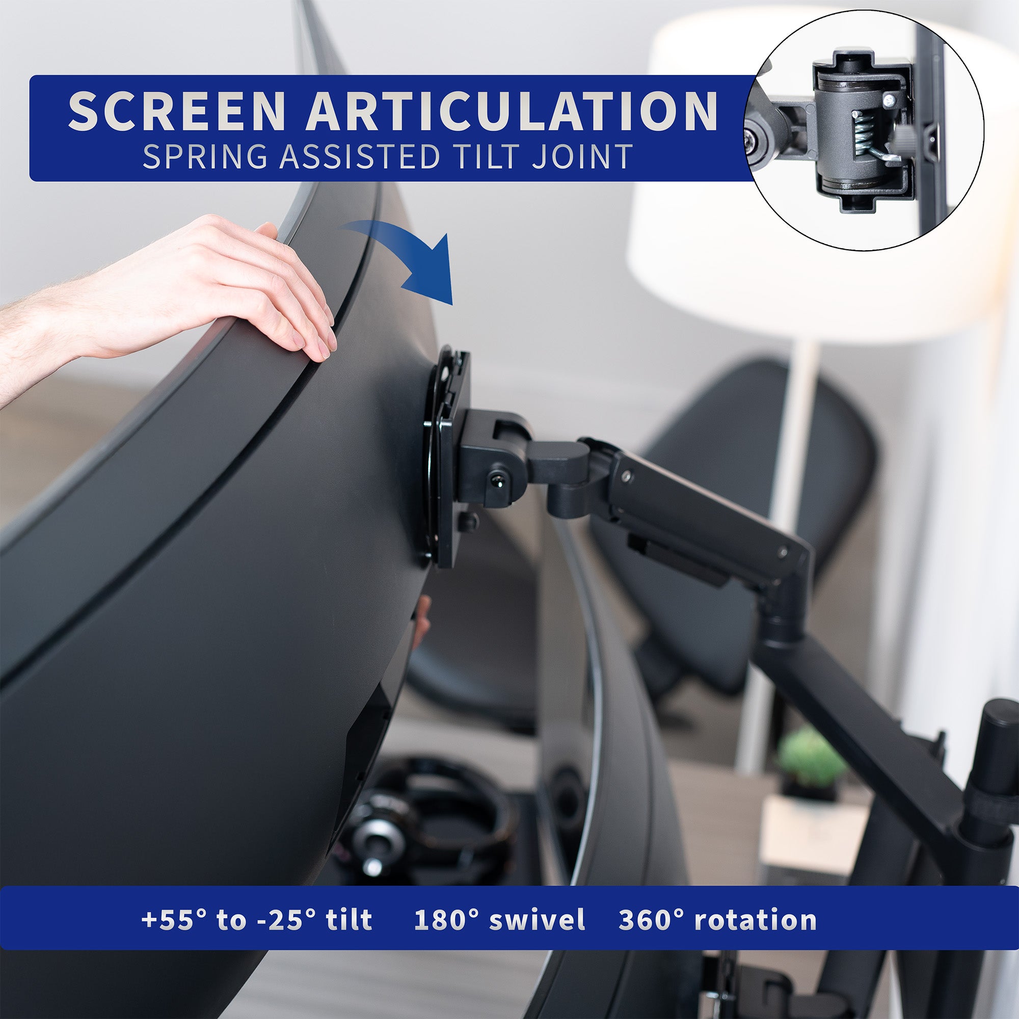 Pneumatic Arm Dual Ultrawide Monitor Wall Mount