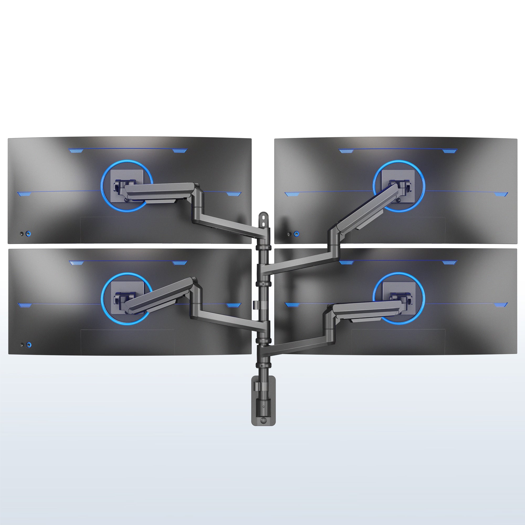 Pneumatic Arm Quad Ultrawide Monitor Wall Mount - Up to 49