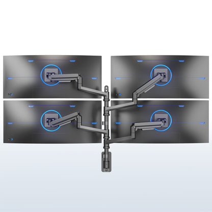 Pneumatic Arm Quad Ultrawide Monitor Wall Mount - Up to 49" Screens