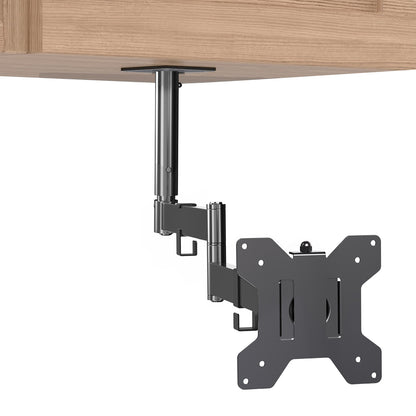 Under cabinet mounted single monitor or TV mount, height adjustable and articulating with built-in cable management. Simple installation with all necessary hardware included.