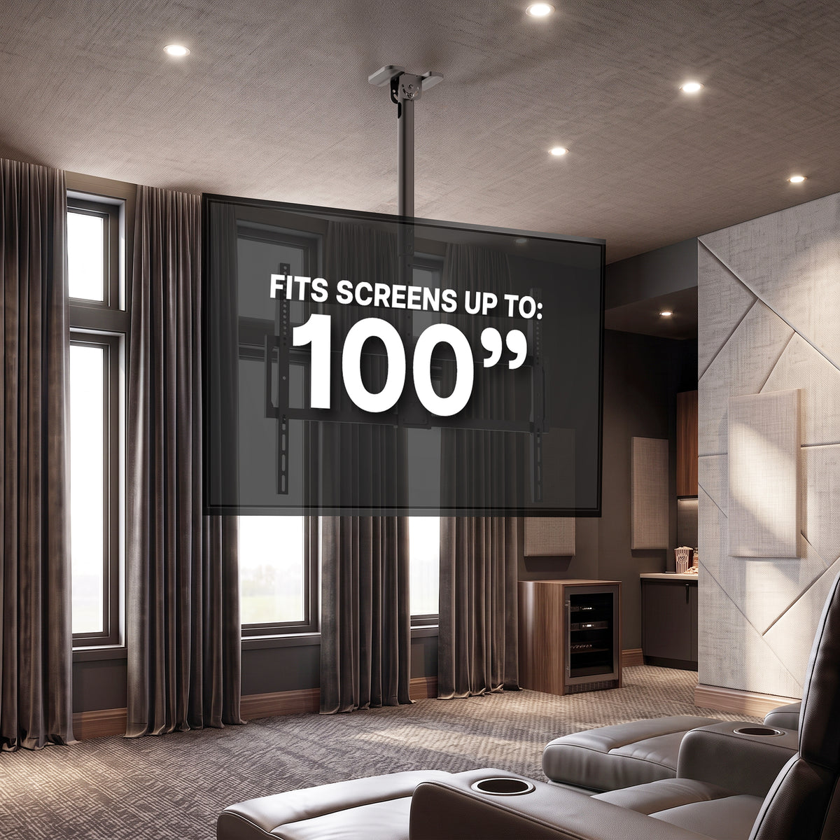 Large TV Ceiling Mount with Extension Pole - 50” to 100” Screens