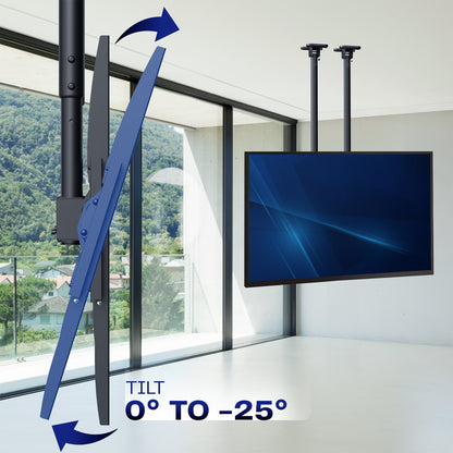 Dual Pole Extra Large 60” to 120” TV Ceiling Mount with Extension Pole