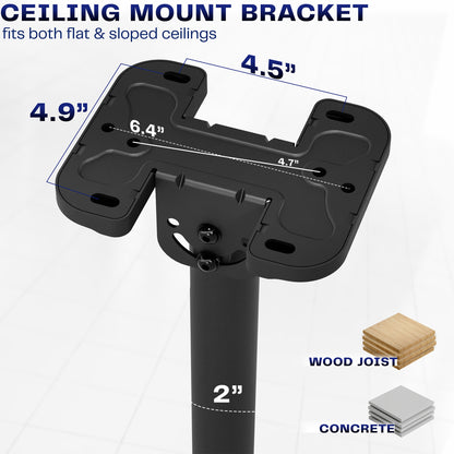 Dual Pole Extra Large 60” to 120” TV Ceiling Mount with Extension Pole