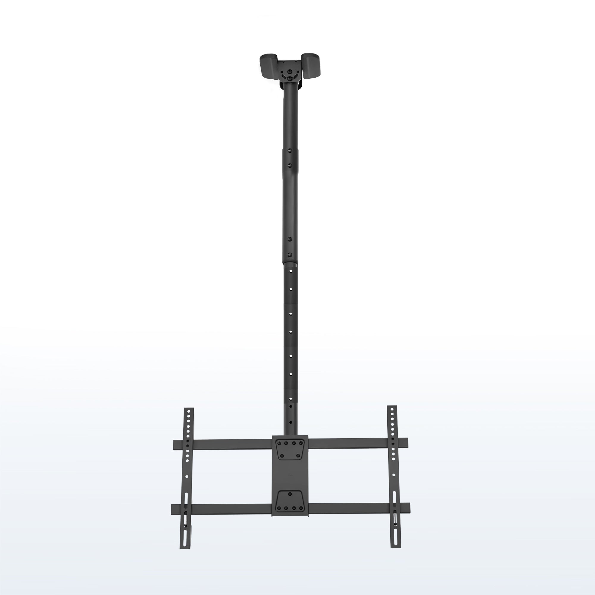 Height adjustable large TV mount with tilt, swivel, and an integrated cable management system. Mount to flat and sloped ceilings or wall with hardware and instructions included.