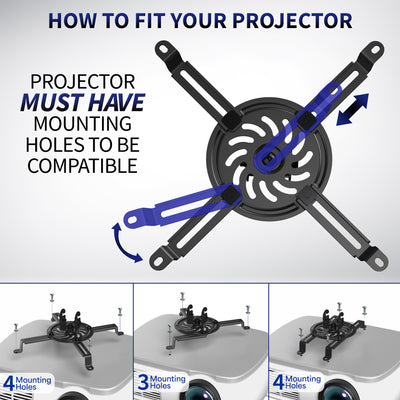 Check mounting hole spacing for compatibility, only compatible with projectors with mounting holes.