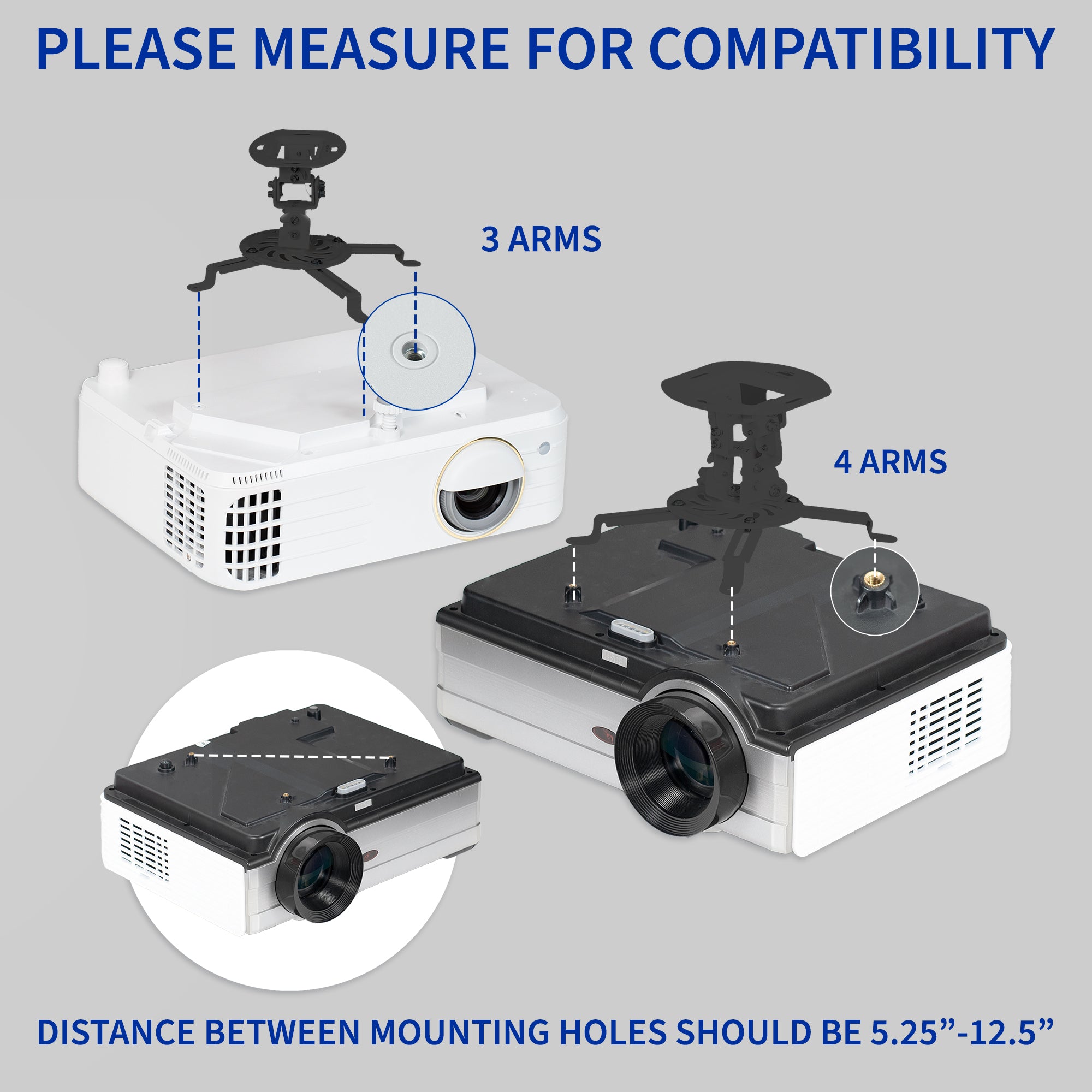 Adjustable Ceiling Mount for Regular and Mini Projectors