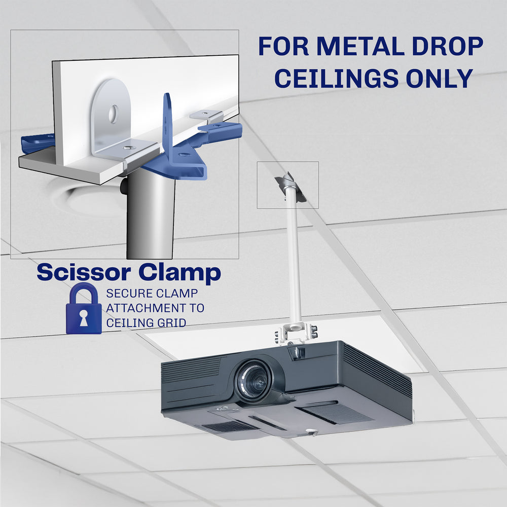 White Drop Ceiling Projector Mount with Scissor Clamp – VIVO - desk ...
