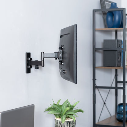 Sturdy adjustable single monitor ergonomic wall mount for office workstation.