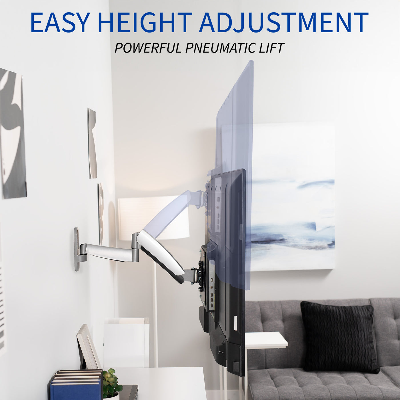 easy height adjustment and powerful pneumatic lift