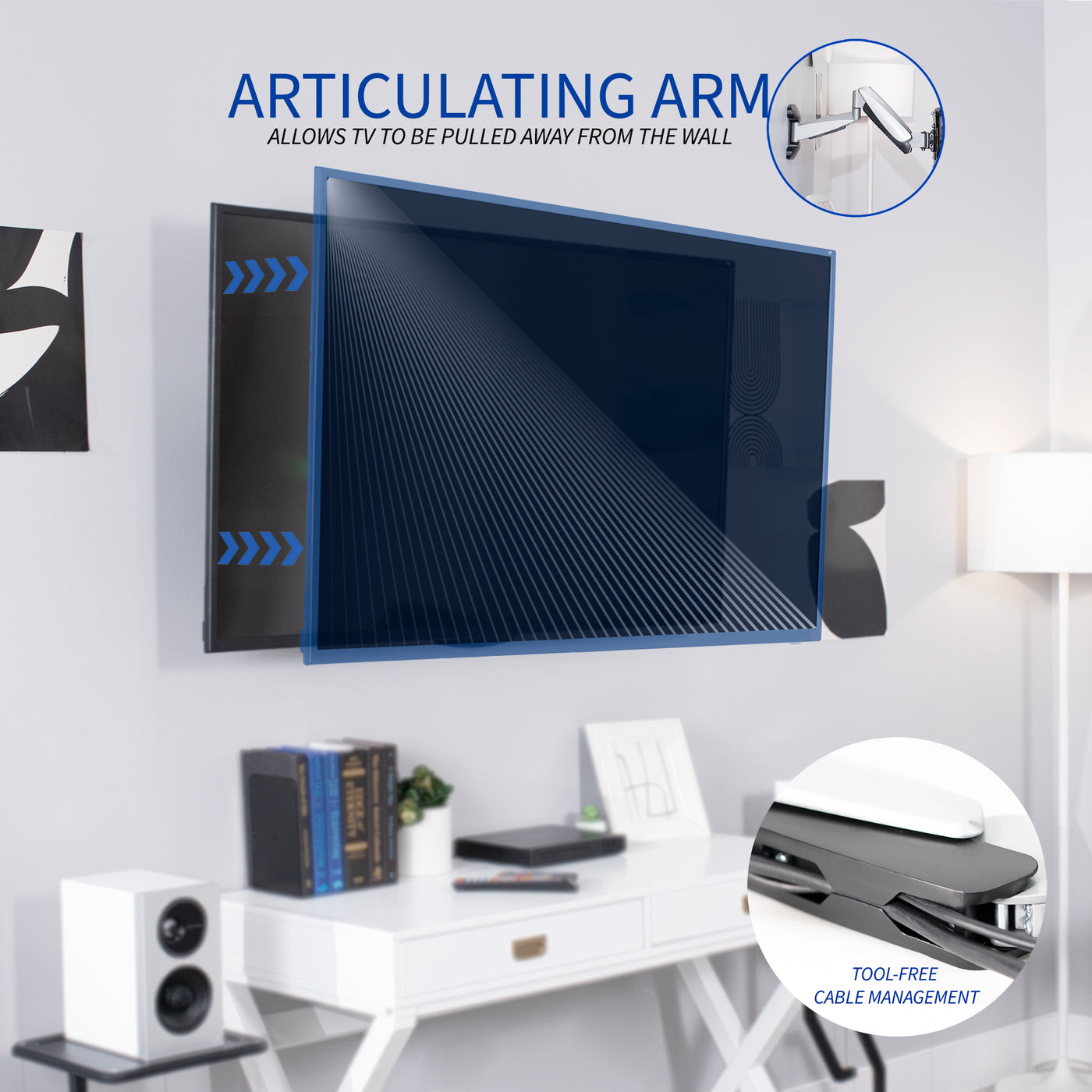 VIVO Premium Aluminum Single TV Wall Mount Adjustable Arm for Screens up to  55