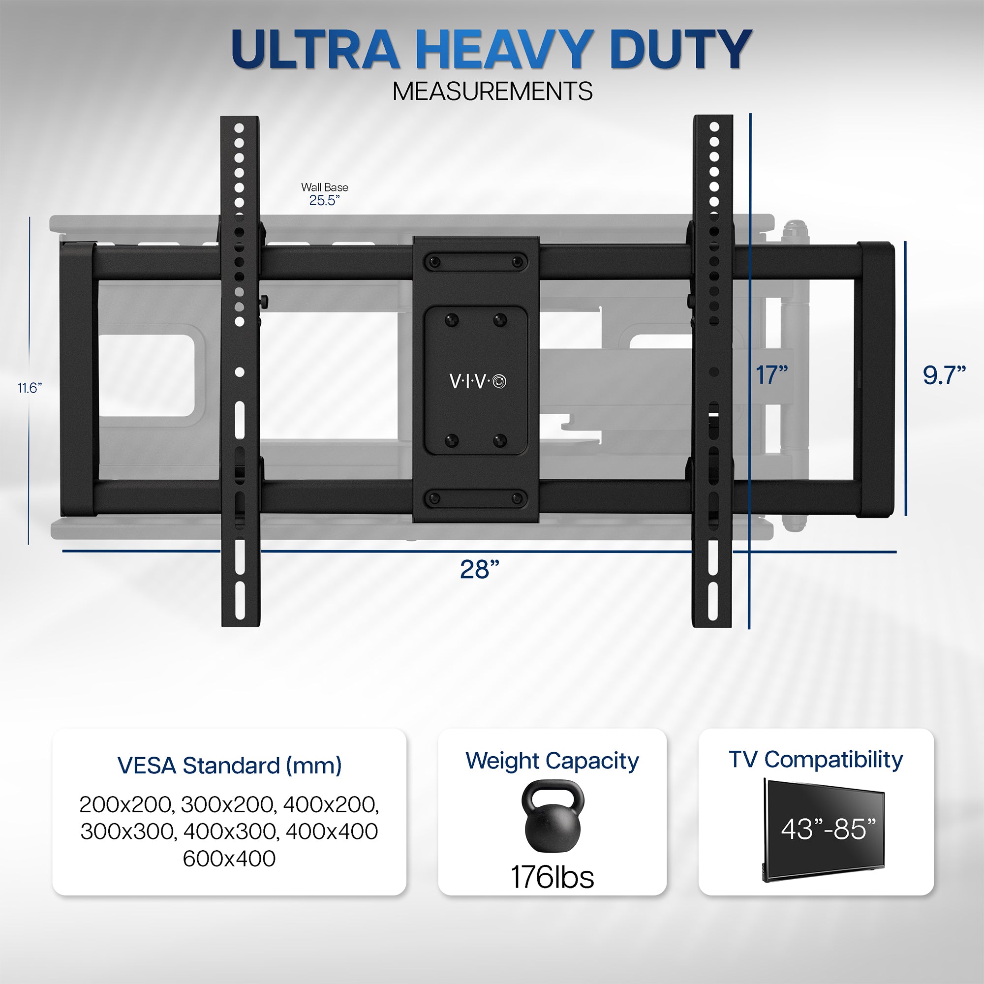 Full Motion 43” to 85” TV Wall Mount with Long Arm - Thumbnail 4