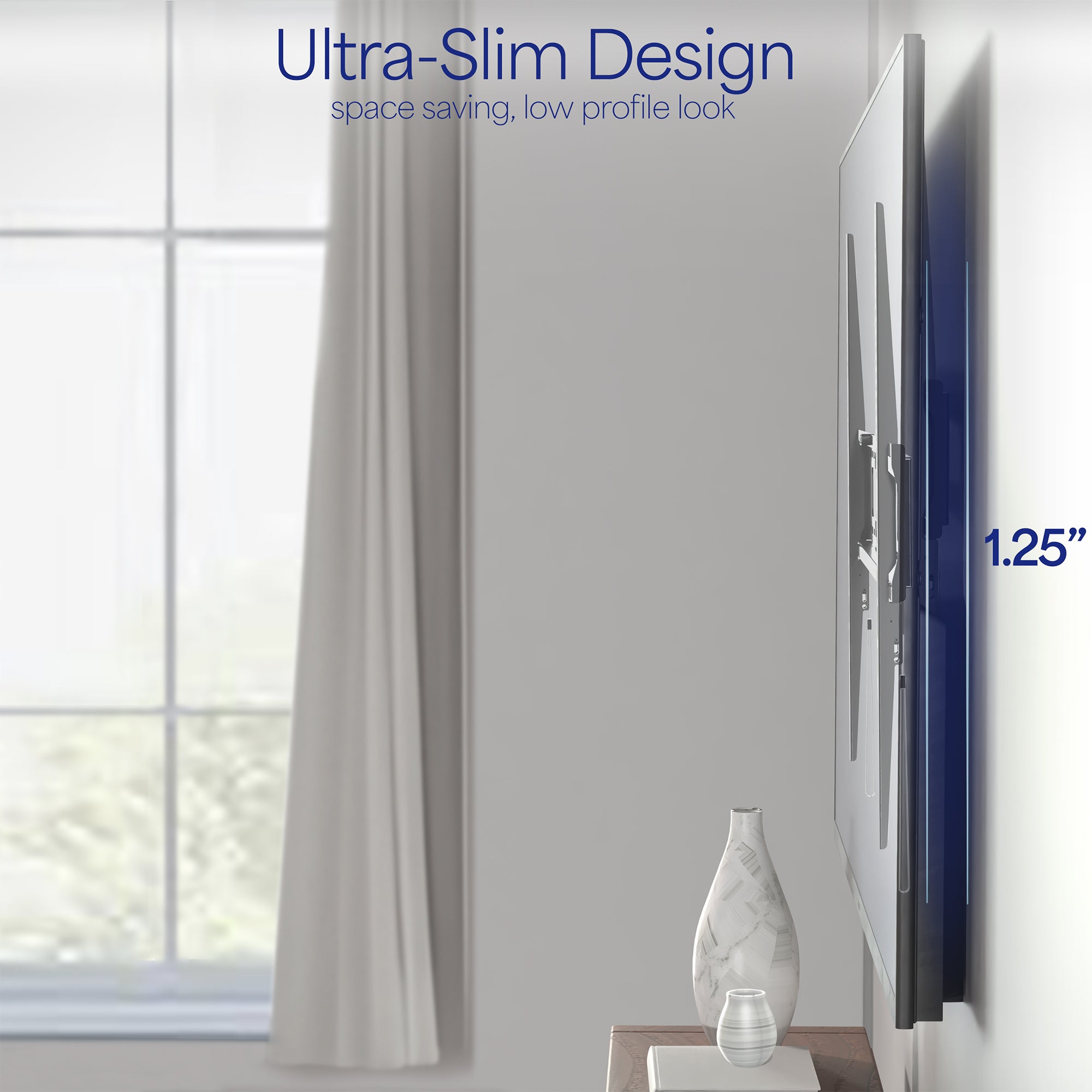 Ultra-slim Design, low profile TV wall mount.