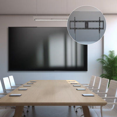 Sturdy adjustable TV wall mount in conference room.
