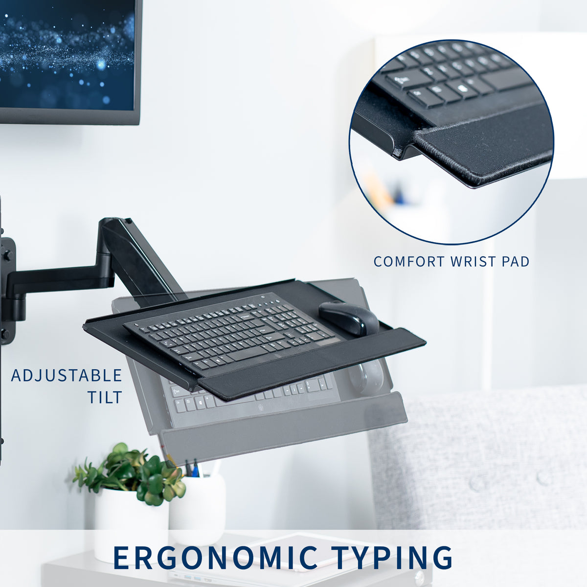 Monitor Wall Keyboard Articulating Keyboard Tray Monitor Monitor Arm Long Reach W/