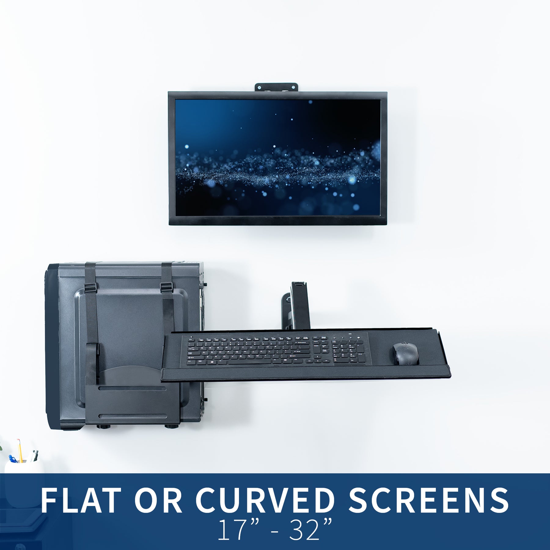 Single Monitor Wall Mount + Keyboard Tray Wall Mount + PC Wall Mount ...
