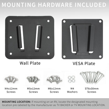 RV TV mount with articulating arm and locking mechanism.