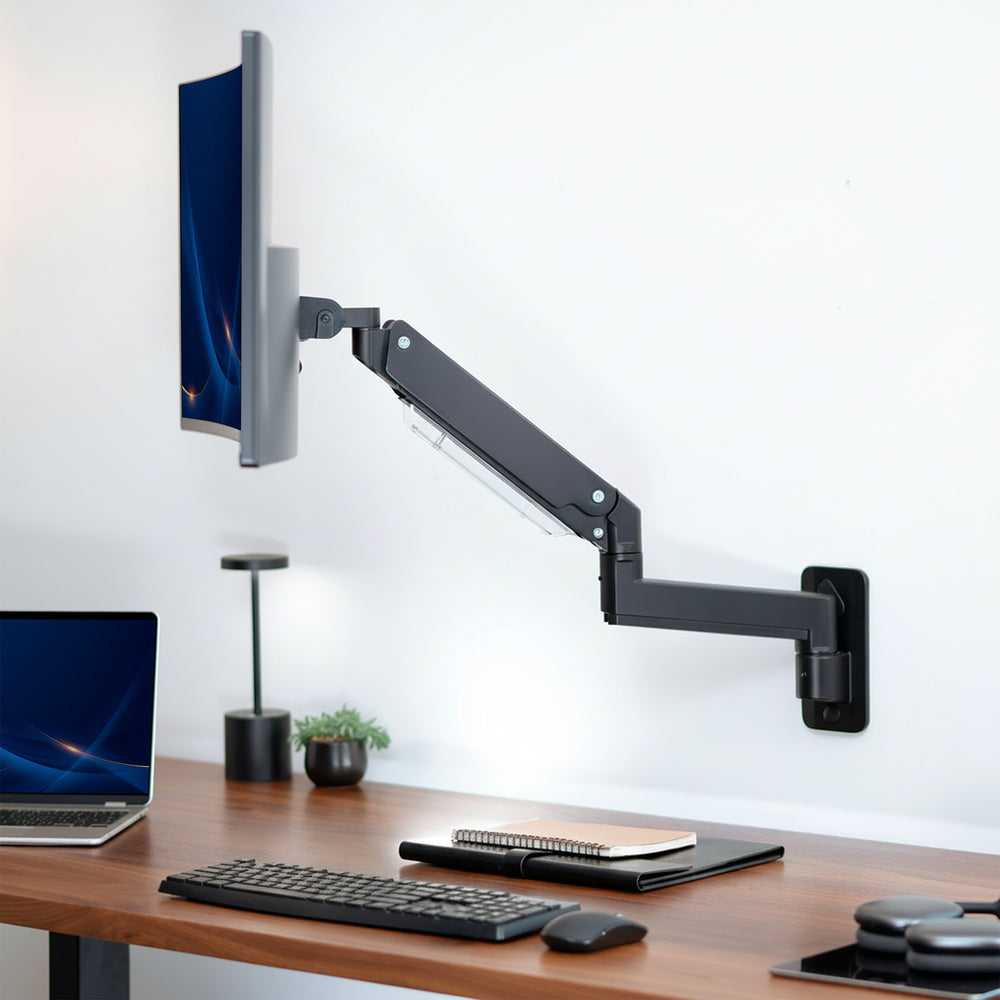 Pneumatic Arm Single Ultrawide Monitor Wall Mount - Up to 49