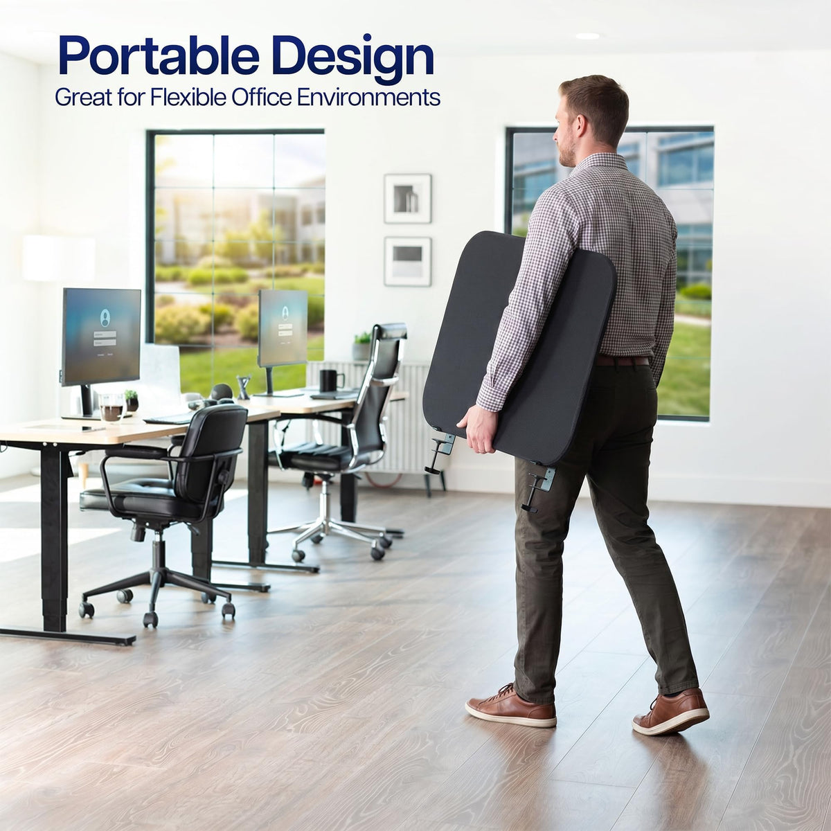 Clamp-On Stretched Fabric Desk Privacy Panel