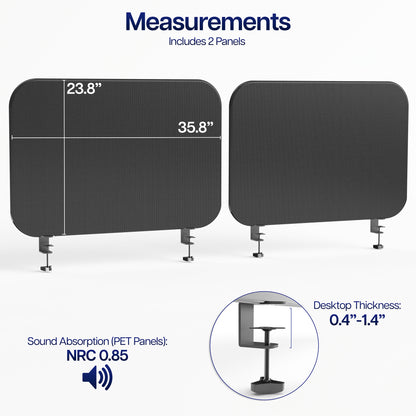 Clamp-On Stretched Fabric Desk Privacy Panel (x2)