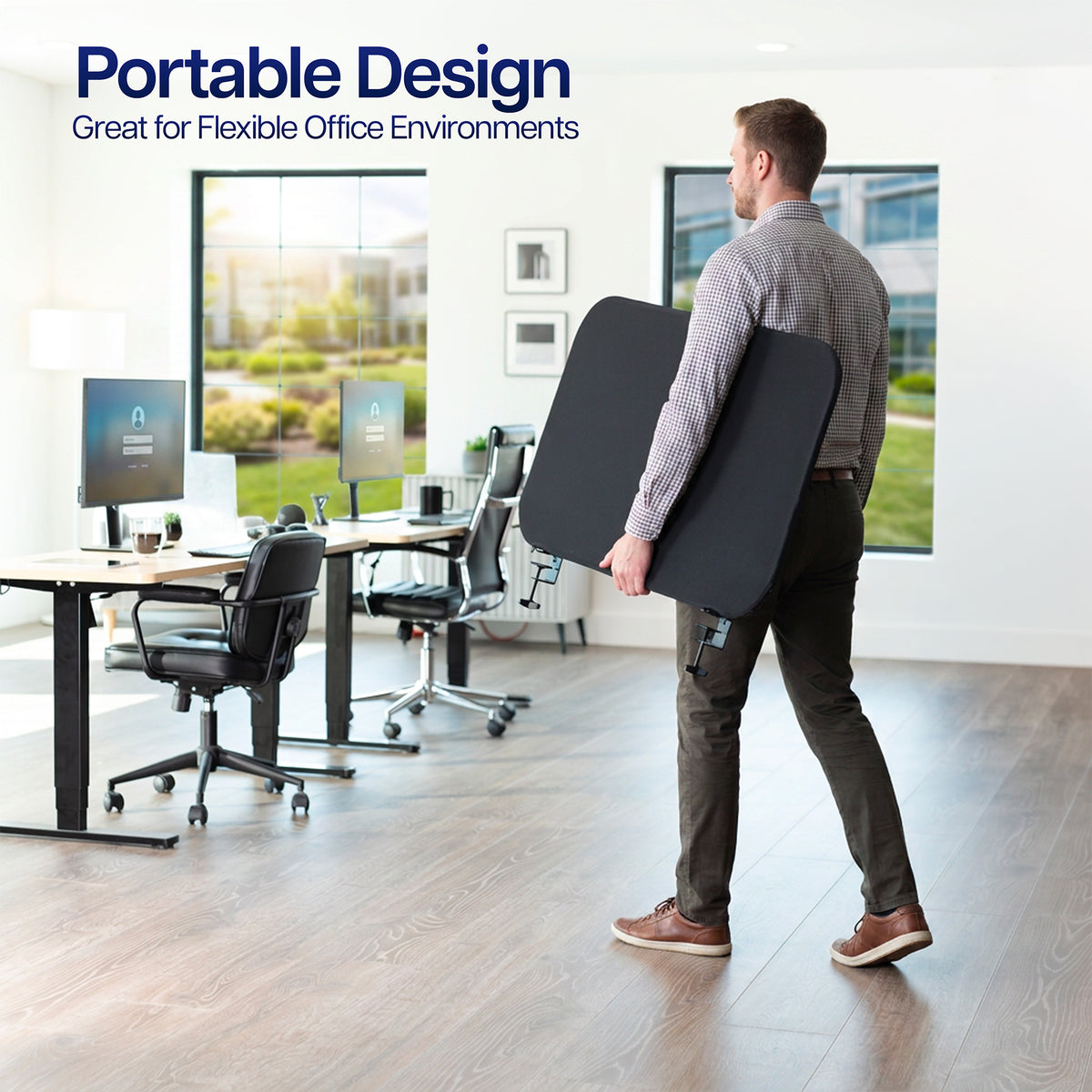 Clamp-On Stretched Fabric Desk Privacy Panel (x2)