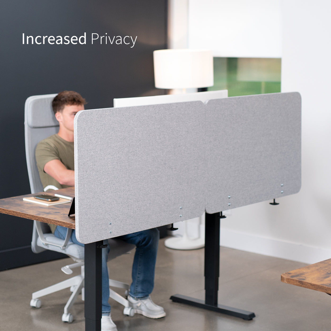 Gray Clamp-on/Screw-on Desk Privacy Panels (x2) – VIVO - desk solutions ...