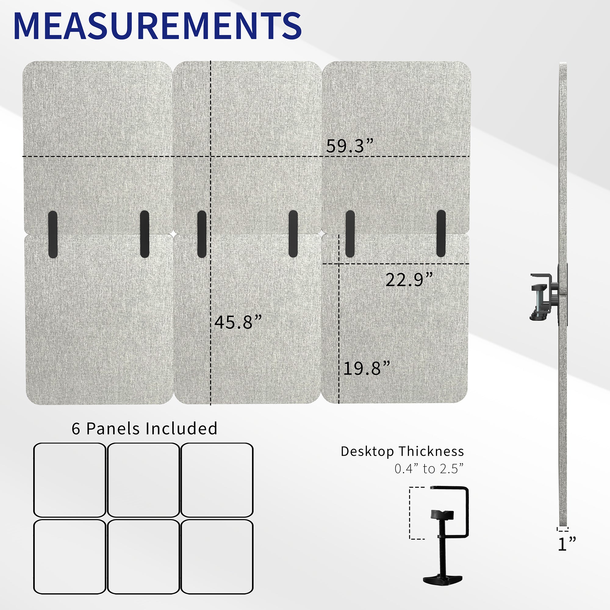 Full Height Clamp-on Desk Privacy Panels (x3) – VIVO - desk