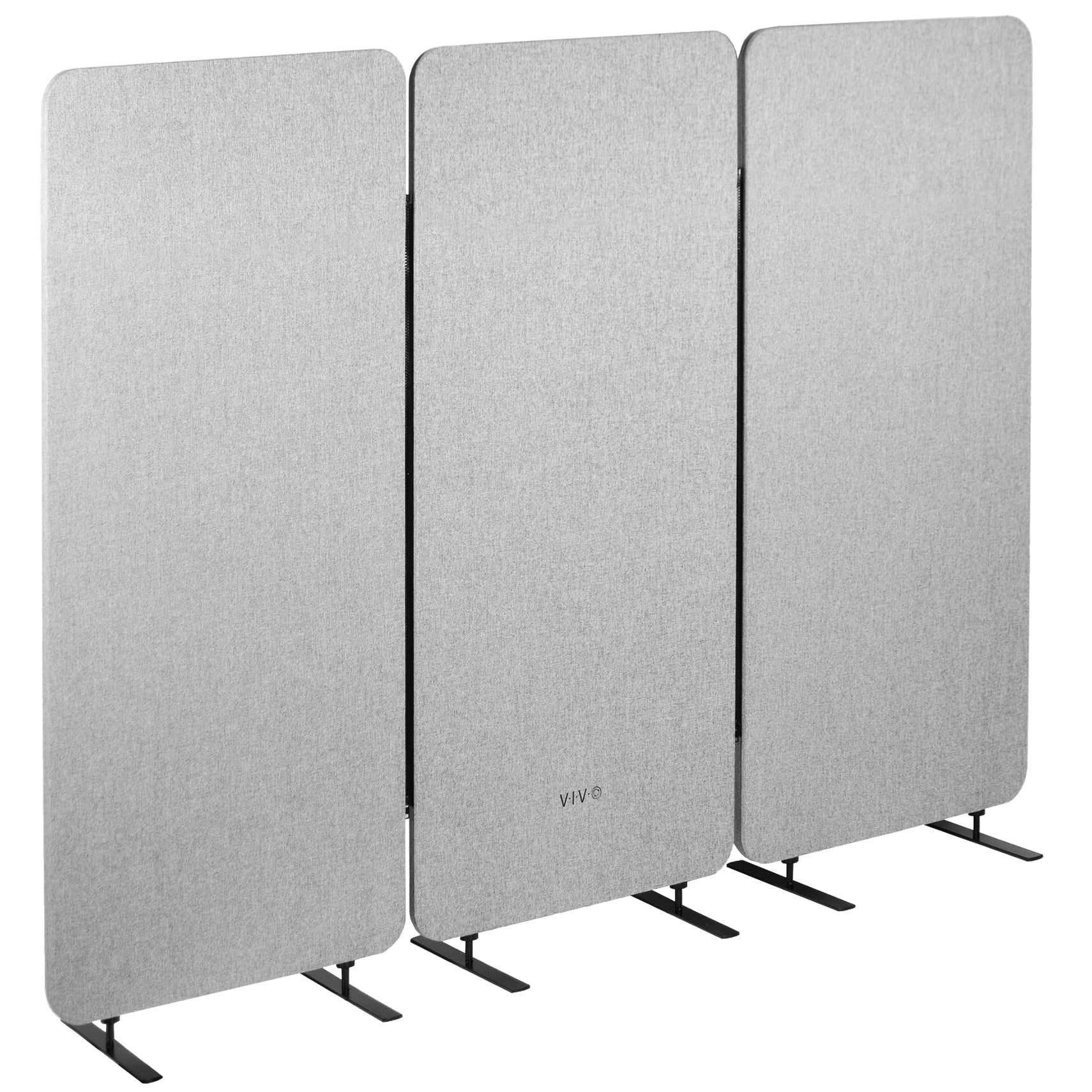 Shorter 3-Panel Gray Freestanding Room Divider provides a convenient partition and workspace privacy.