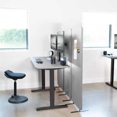 Shorter 3-Panel Gray Freestanding Room Divider provides a convenient partition and workspace privacy.