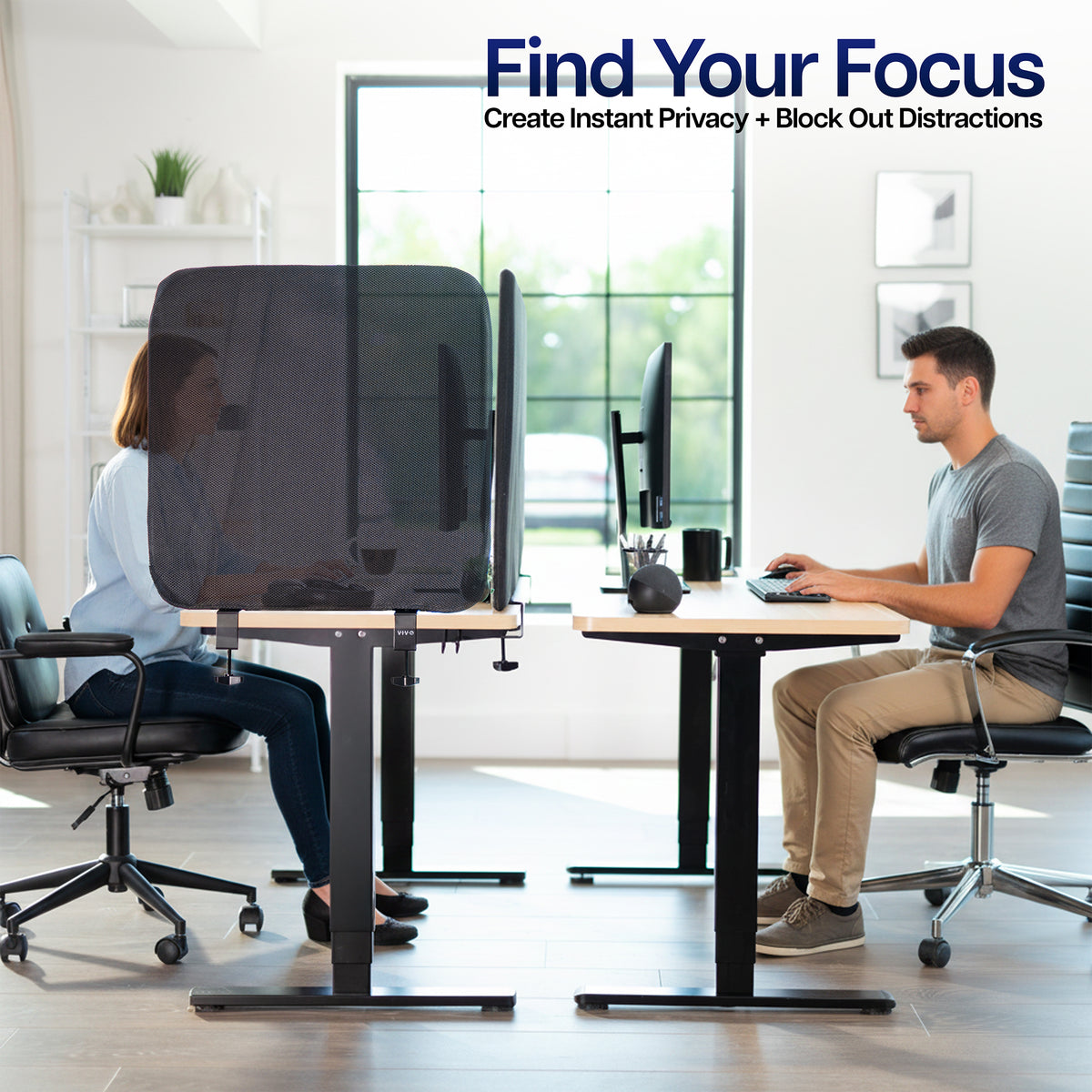 Clamp-On Stretched Fabric Desk Privacy Panel (x3)