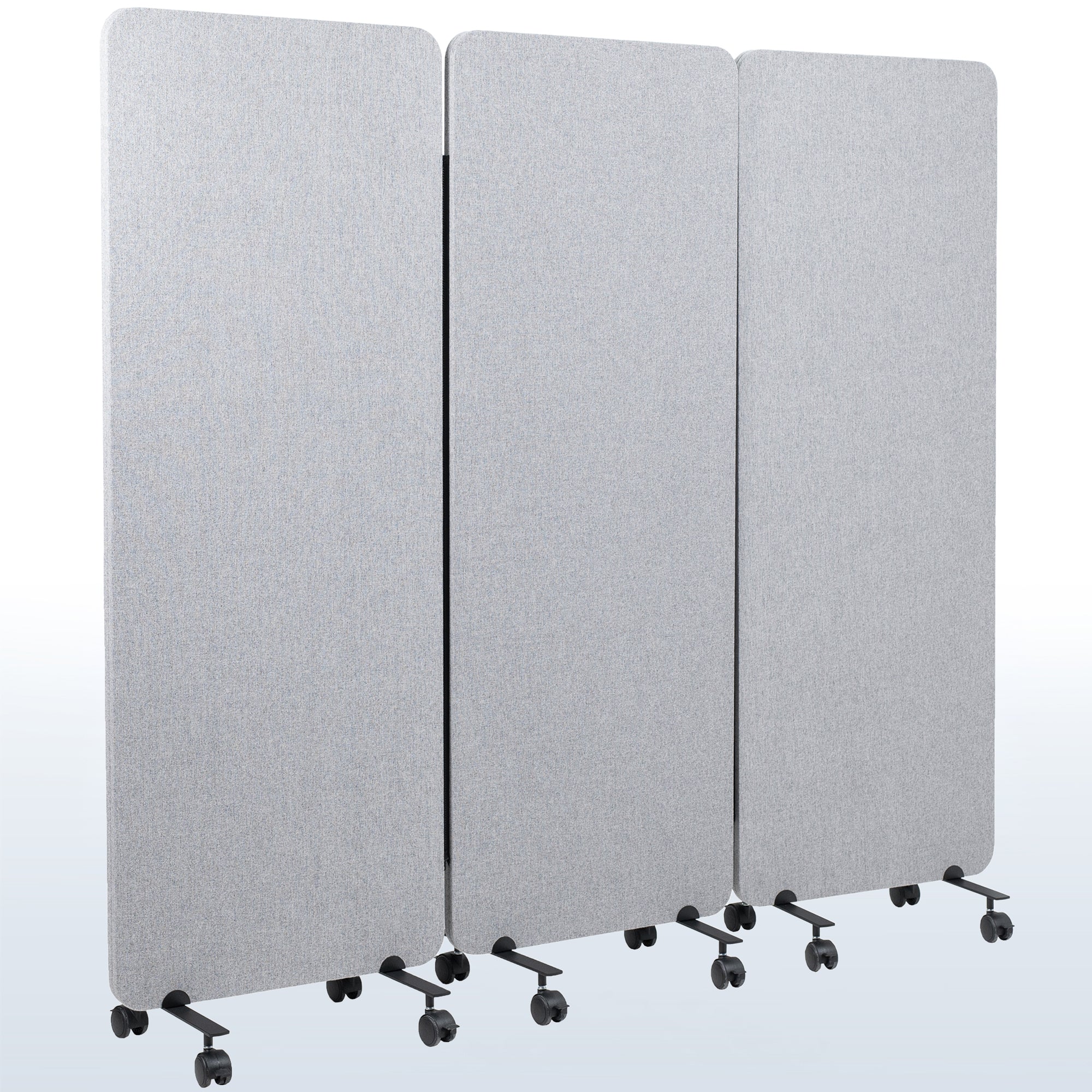 3-Panel Gray Mobile Freestanding Room Divider provides a convenient partition and workspace privacy.