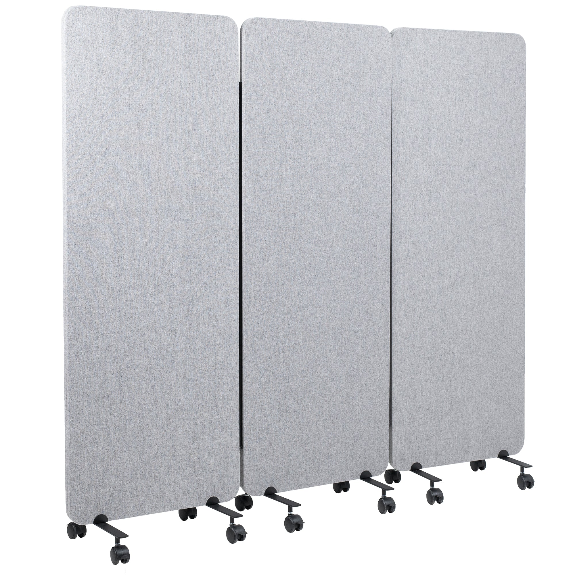 3-Panel Gray Mobile Freestanding Room Divider provides a convenient partition and workspace privacy.