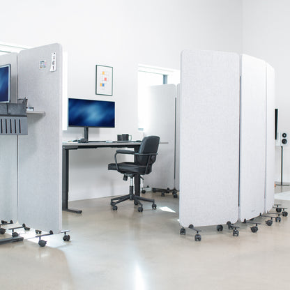 3-Panel Gray Mobile Freestanding Room Divider provides a convenient partition and workspace privacy.