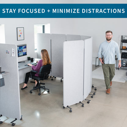 3-Panel Gray Mobile Freestanding Room Divider provides a convenient partition and workspace privacy.