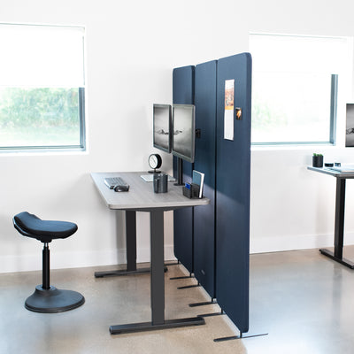 Navy Blue Freestanding Room Divider provides a convenient partition and workspace privacy.