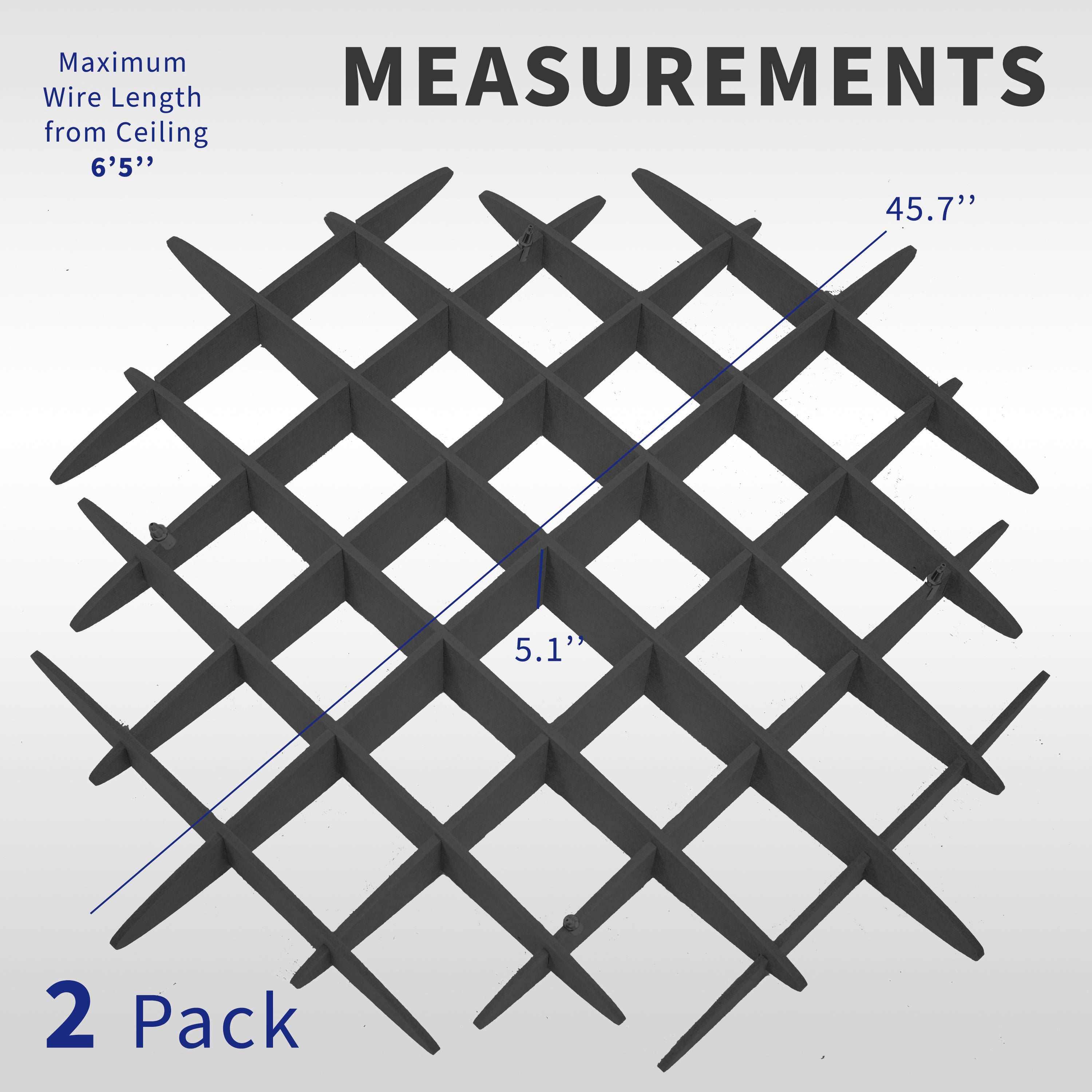 2-Pack Acoustic Ceiling Waffle Panels