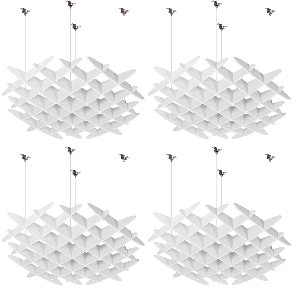 4-pack white acoustic ceiling waffle panels with suspended geometric design for sound absorption and modern interiors