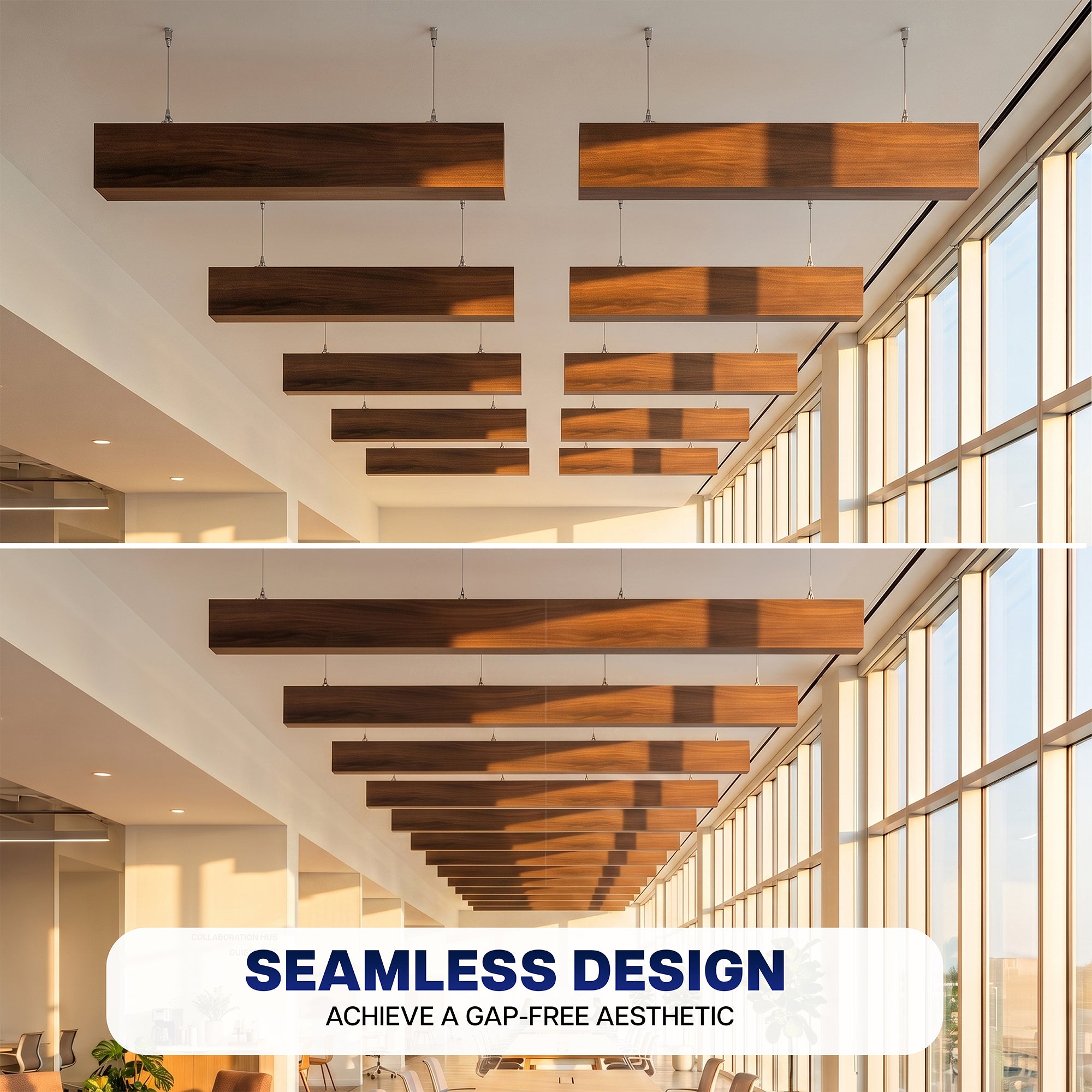 Wood Grain PET Acoustic Ceiling Beams (x4)