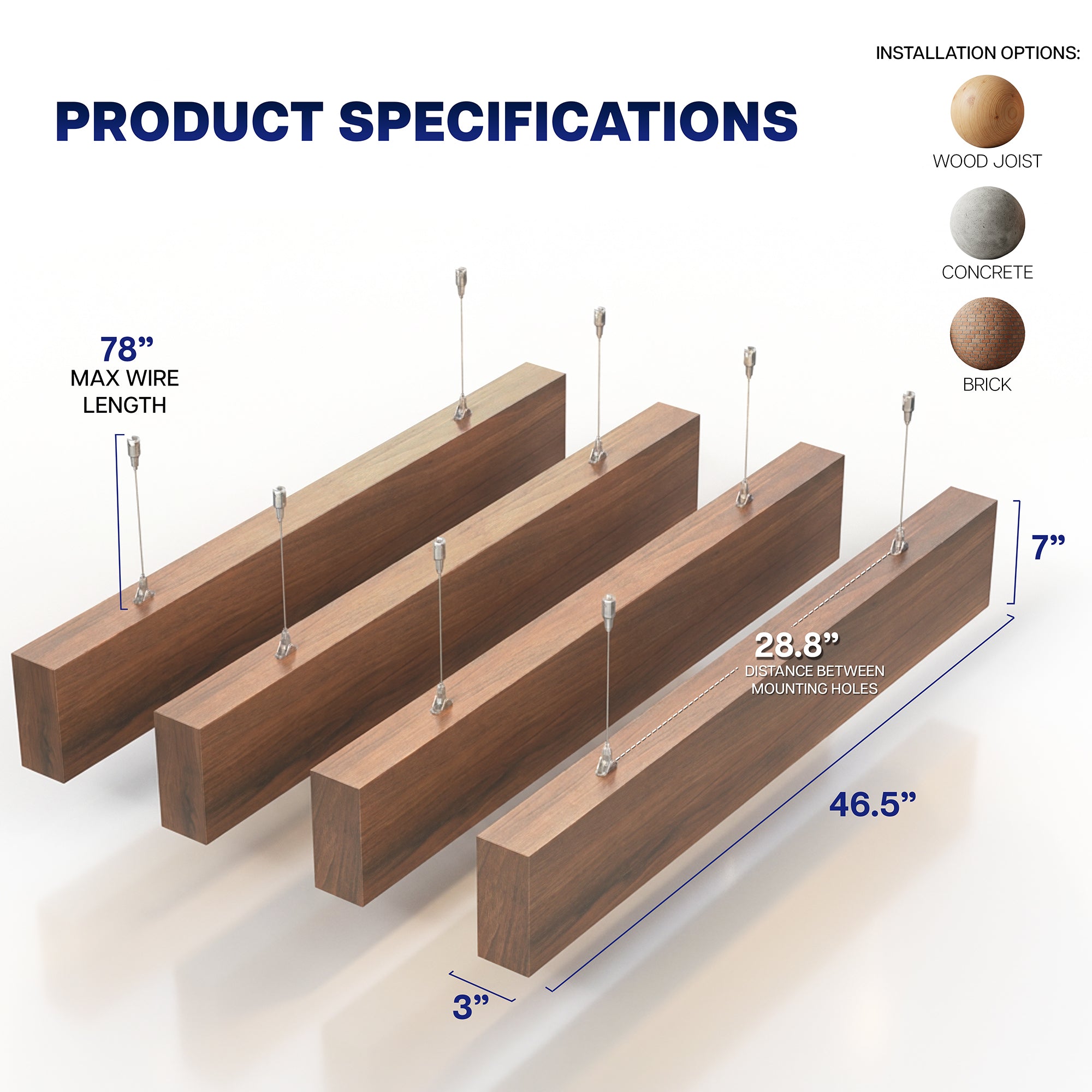 Wood Grain PET Acoustic Ceiling Beams (x4)