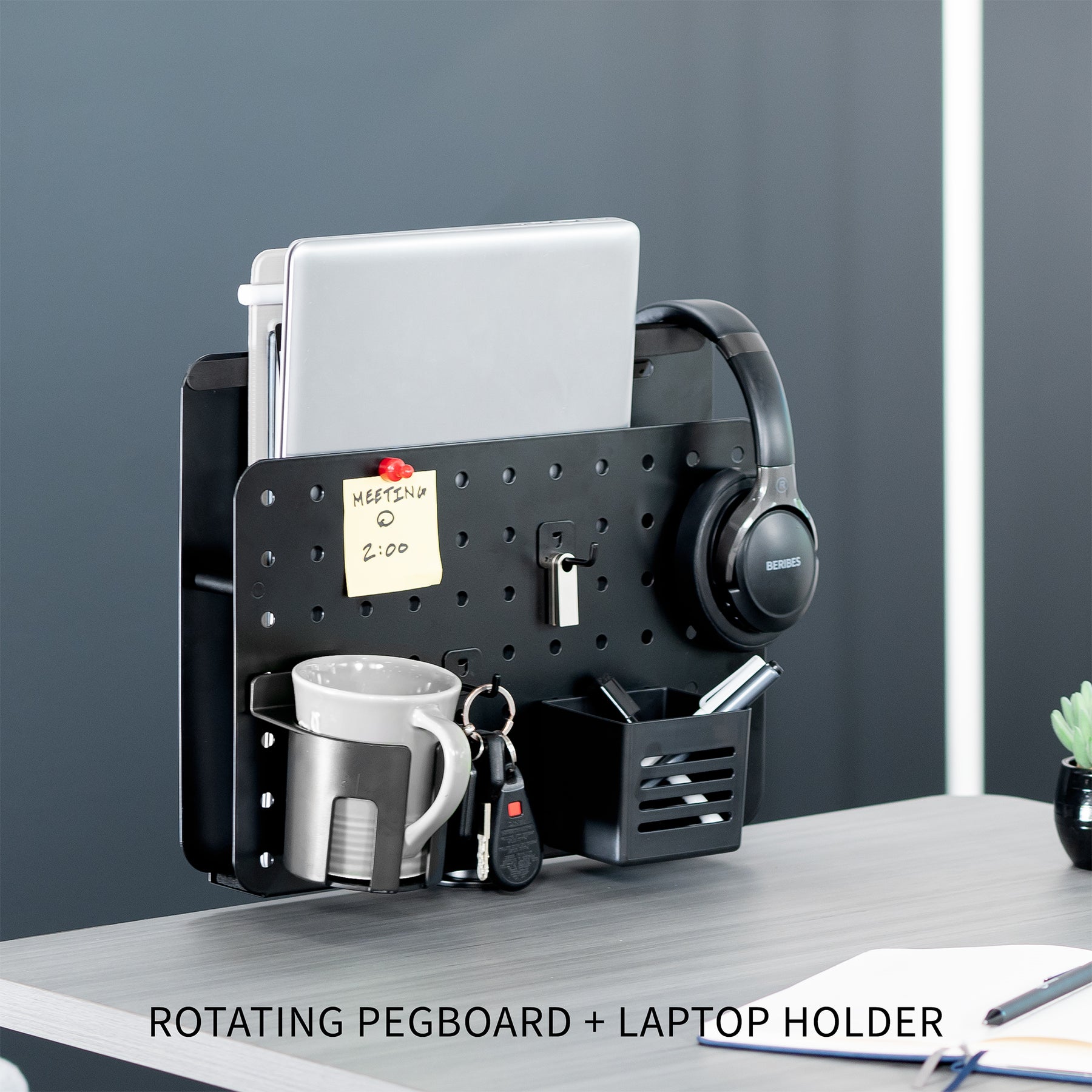 Black Clamp-on Rotating Pegboard with Laptop Holder – VIVO - desk ...