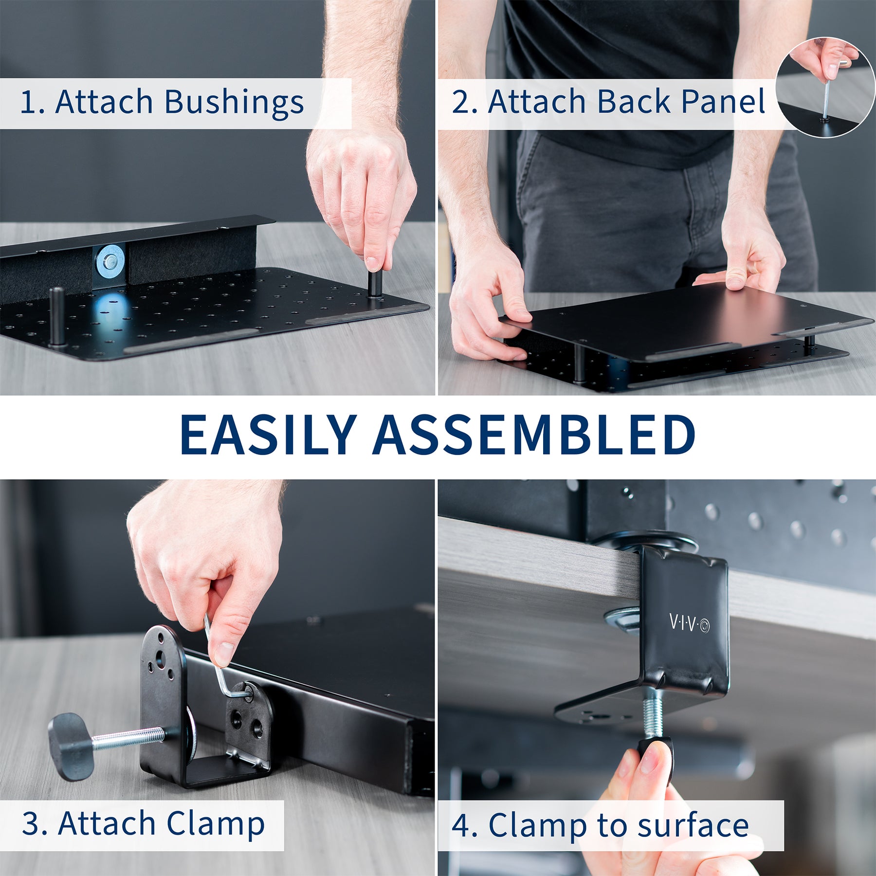 Black Clamp-on Rotating Pegboard with Laptop Holder – VIVO - desk ...