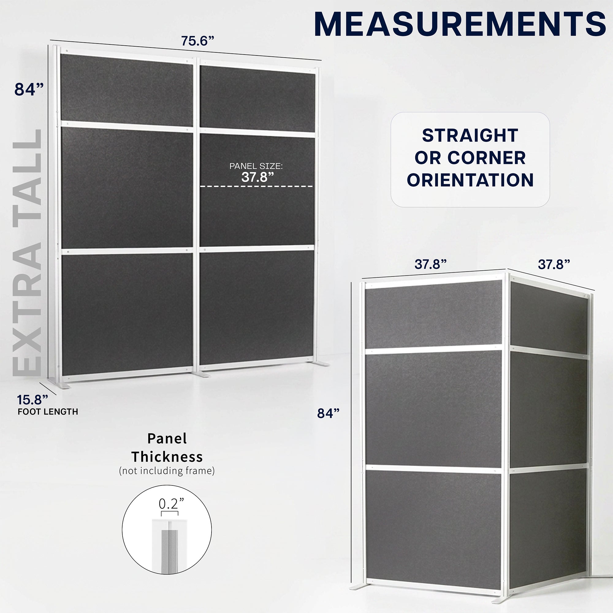 84" Tall Modular Wall System Freestanding Room Dividers